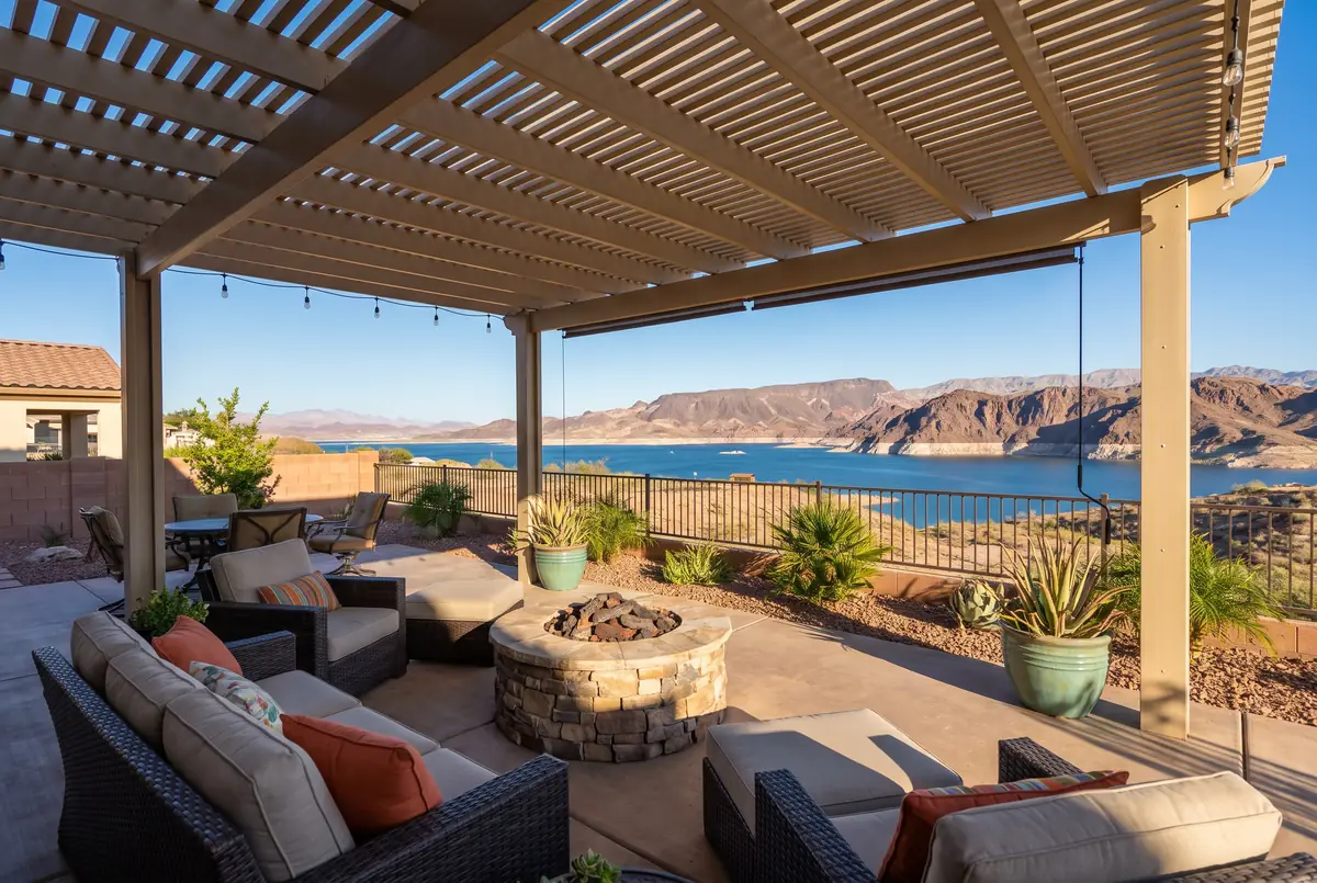 Custom patio cover on a backyard in Boulder City, Las Vegas valley