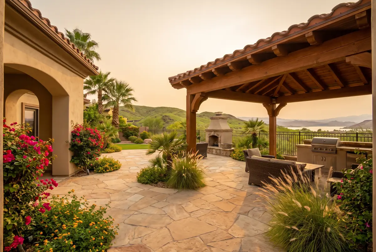 Custom patio cover on a backyard in Henderson, Las Vegas valley