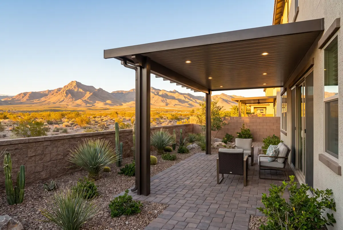 Custom patio cover on a backyard in Southwest Las Vegas, Las Vegas valley