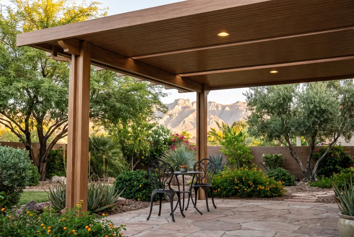 Custom patio cover on a backyard in Spring Valley, Las Vegas valley