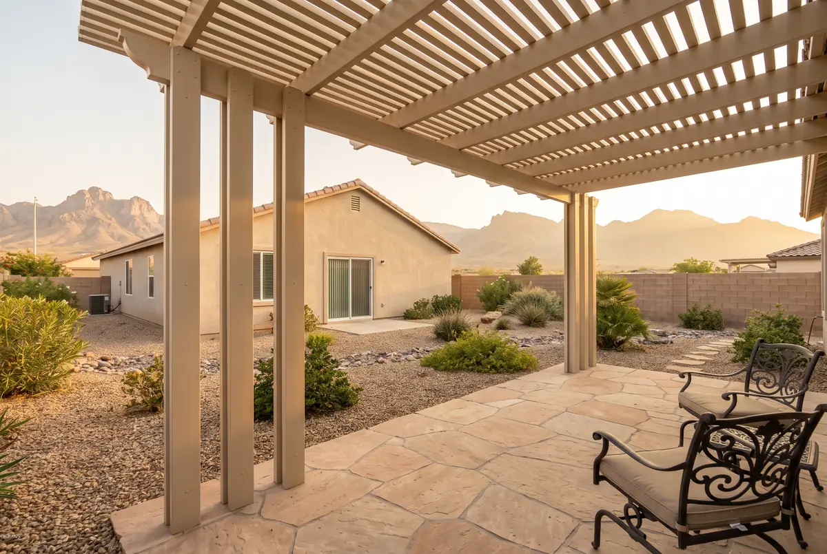Custom patio cover on a backyard in Sunrise Manor, Las Vegas valley