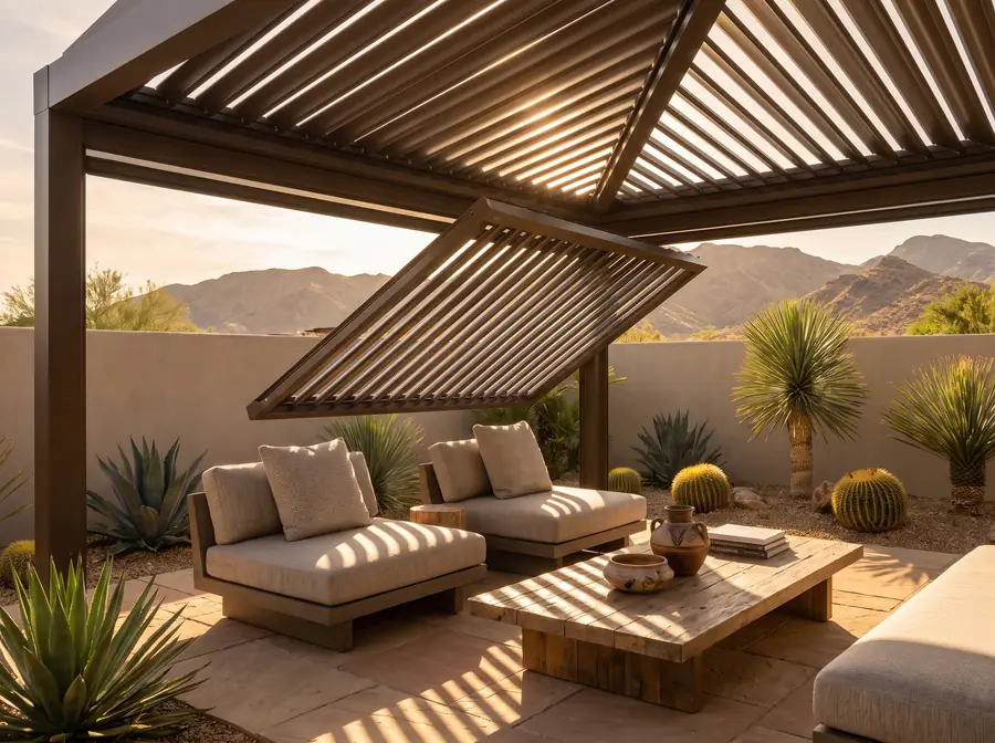 Louvered & Adjustable Covers on a Las Vegas home